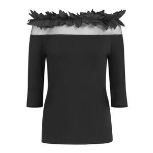 XD XENIA DESIGN Women's Fula Off Shoulder Fancy Top Size M In Black